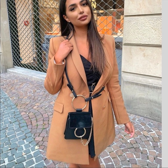 NWT Zara Bloggers Camel Double Breasted Frock Coat - Picture 1 of 8